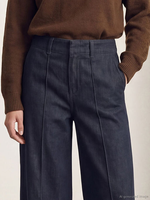 Y?ksek Bel Wideleg Kad?n Jean Pantolon