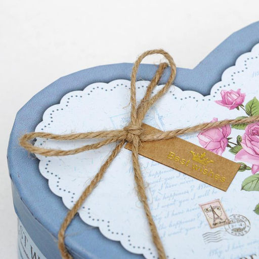 Набор подарочных коробок 3 в 1 сердца «Розы» голубой, 21×19×9 - 15.5×14×6 см