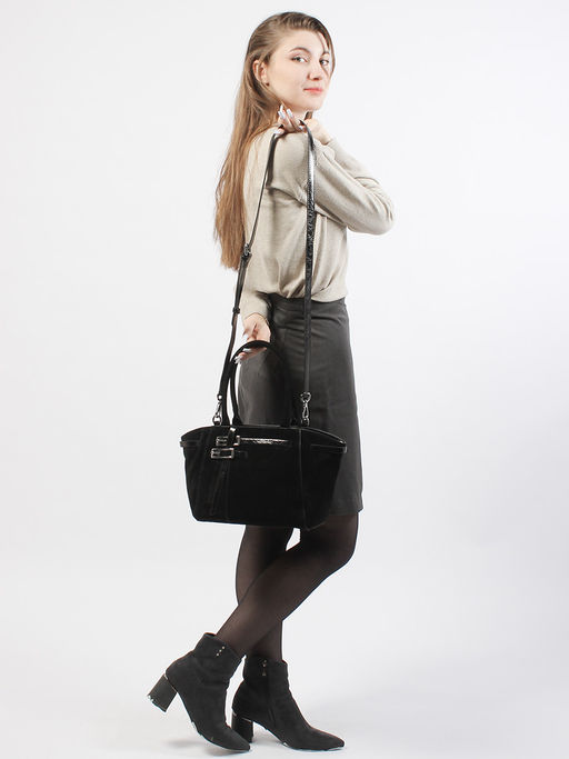 LACCOMA сумка Y2373F-черный натуральная замша, натуральная кожа полиэстер  фото 8