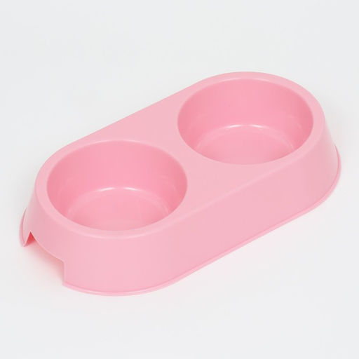 Миска пластиковая двойная 29,5 х 16,5 х 5 см, нежно розовая - Simaland фото 3