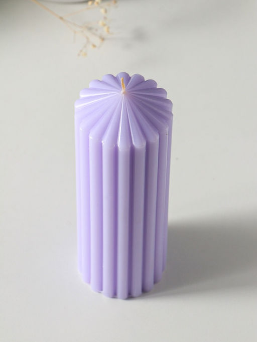 Свеча - цилиндр 7×20 см, 600 г, с крупными гранями, лаванда