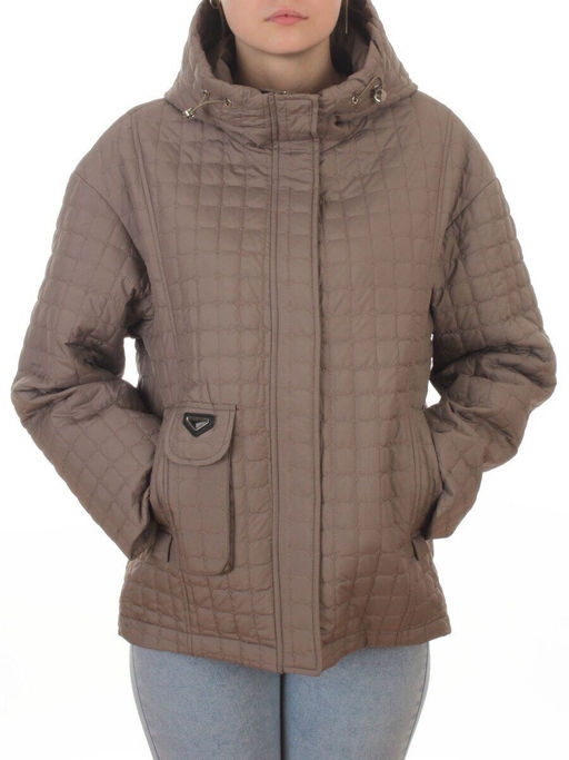 9617 DK. BEIGE Куртка стеганная демисезонная женская (100 гр. холлофайбер)