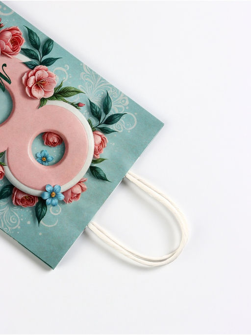 Цена за 3 шт. Пакет подарочный крафт, 8 Марта, 18?8?25 см