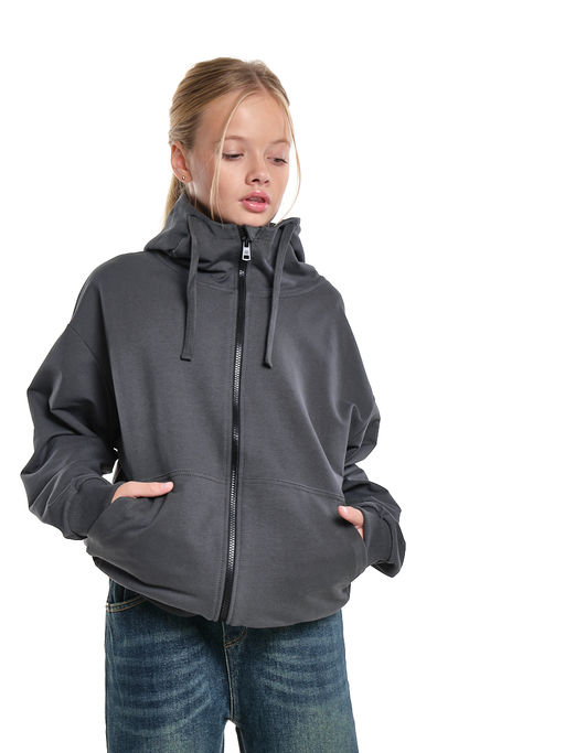 Толстовка на молнии с капюшоном 22-7653 графит