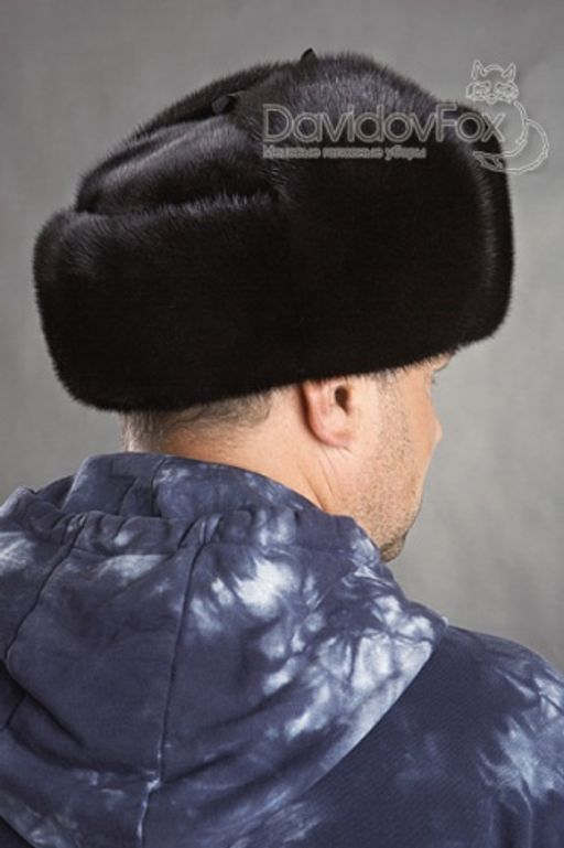 Шапка Ушанка мужская норка блэк