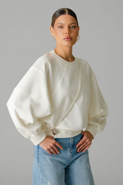 Арт. 15110/3 Свитшот женский укороченный one size (42-50) Цвет:молочный - Калинка фото 13