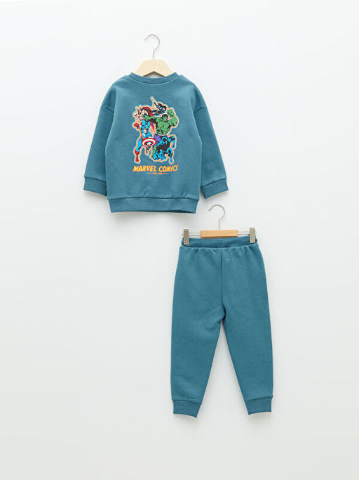 Bisiklet Yaka Uzun Kollu Marvel Comics Bask?l? Erkek Bebek Sweatshirt ve Pantolon 2li Tak?m - Waikiki фото 2