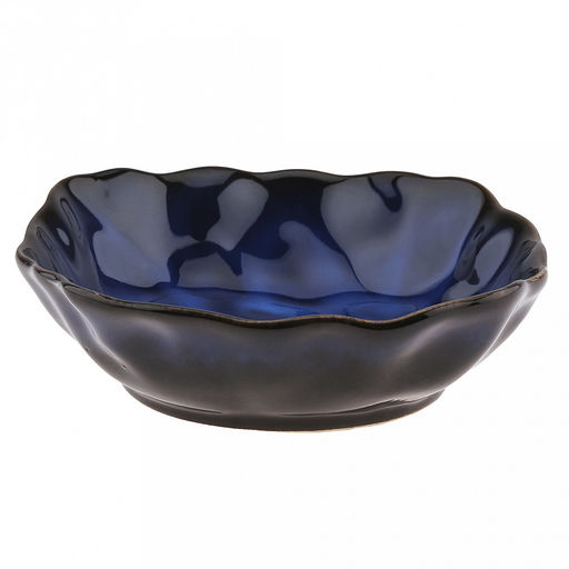 "Тихий океан" Салатник керамический 600мл, 17,5х17х5см, асимметричная форма, синий (Китай)