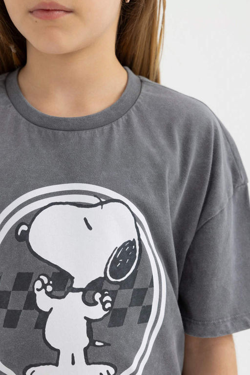 Футболка Oversize с короткими рукавами Snoopy для девочек - Defacto фото 7