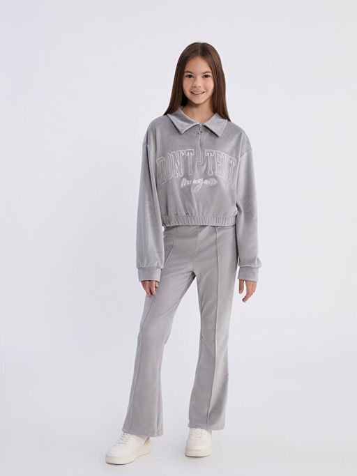 Kadife K?z ?ocuk Sweatshirt ve Tayt