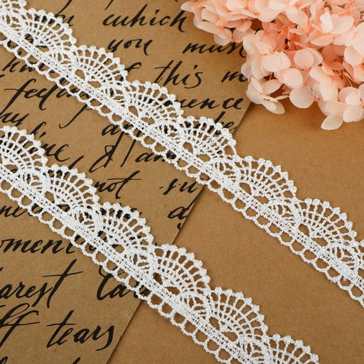 Кружево гипюровое, 25 мм, 6.8±0.5 м, цвет белый