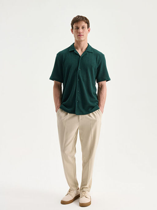 Regular Fit Resort Yaka K?sa Kollu Erkek G?mlek