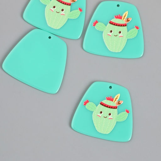 Цена за 4 шт. Декор для творчества акрил «Кактус-индеец», 0.2×3.7×3.4 см