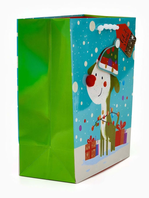 Набор подарочных пакетов «Новый год», 3 шт., голография, с шильдиком и объёмным декором, 25×30.5×12.5 см