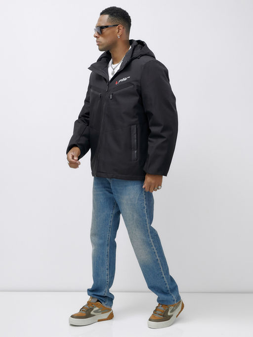 Куртка спортивная мужская зимняя большого размера черного цвета 66616Ch - Wonderrman фото 3