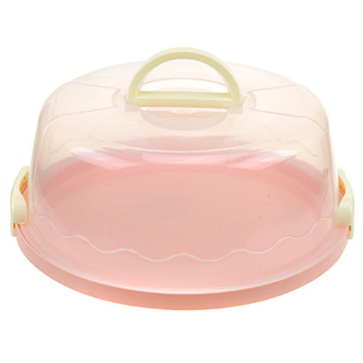 Блюдо для торта пластмассовое д30,5х12,5см, прозрачная крышка с защелками, с ручкой, цвета микс (Китай) - Домашняя мода фото 5