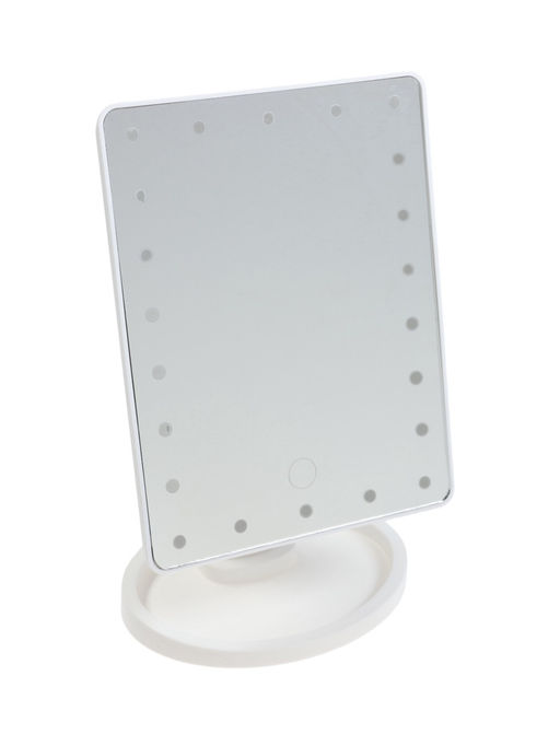 Зеркало KZ-06, подсветка, 26.5 х 16 х 12 см, 22 диода, сенсорная кнопка, белое