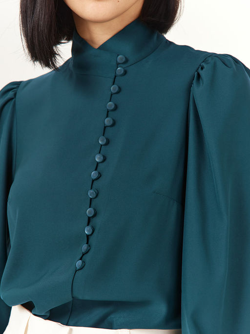 Блуза-косоворотка много пуговиц OD-55O-13 морская волна - Tantino фото 2
