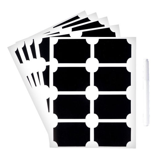 Наклейки водонепроницаемые, набор листов 5 шт., меловой маркер, размер 1 наклейки — 40 × 60 мм