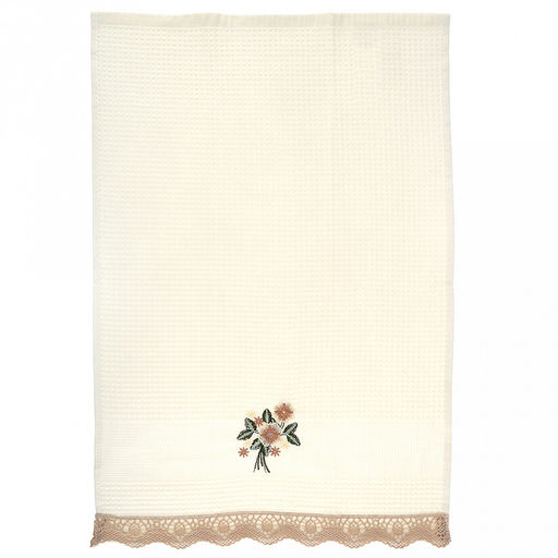 Полотенце кухонное вафельное "Клевер" 40х60см, хлопок 100%, ажурный кант, цвета микс (Китай)