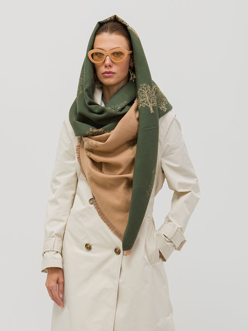 в составе ШЕРСТЬ Большой, мягкий, теплый двусторонний палантин с принтом - Tantino фото 2