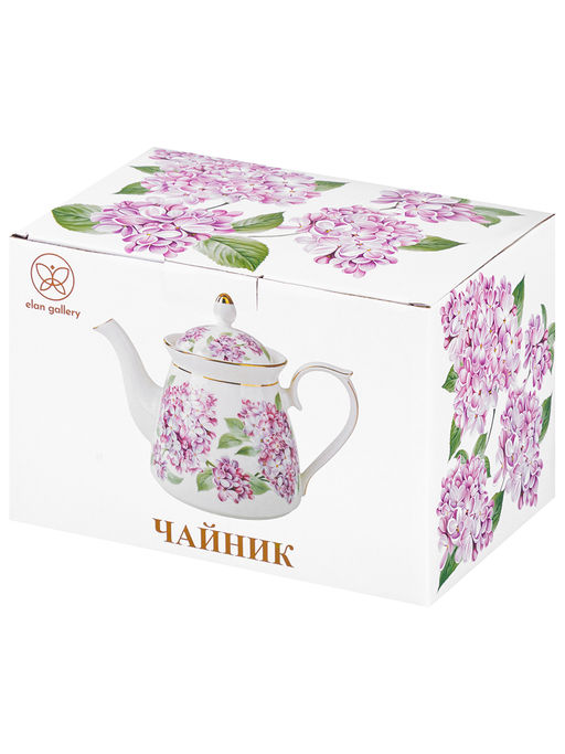 Чайник 1 л 23*13*17 см "Сирень" фарфор NEW BONE CHINA