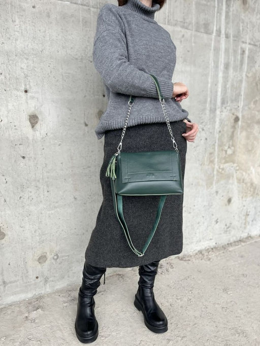 Женская кожаная сумка через плечо 8722-9 Грин - Sergio valentini фото 6