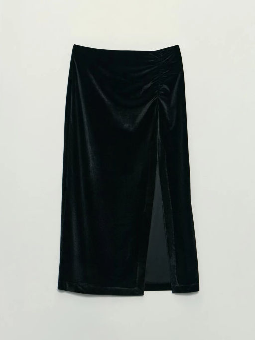 Юбка миди из бархата с разрезом / Zarina