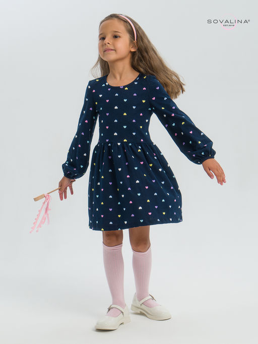 Платье Моана цветные сердечки на синем - Sovalina фото 11