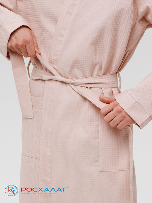 Мужской вафельный халат с планкой бежевый В-03 (31)