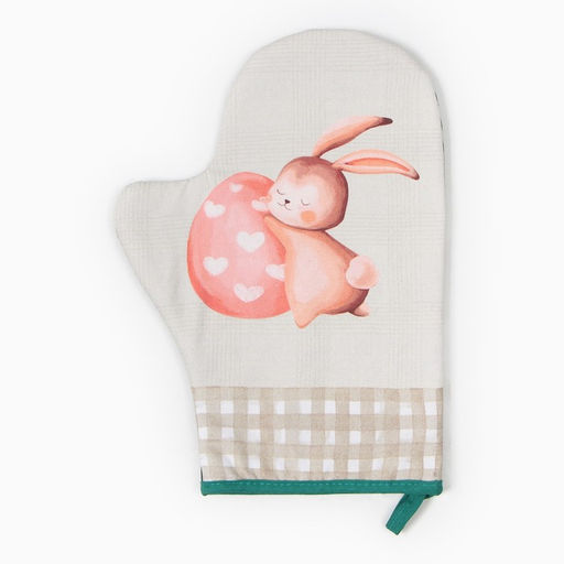 Варежка-прихватка Этель Пасхальный кролик 20х28см,саржа, 100% х/л, ватин 250г/м2  фото 2