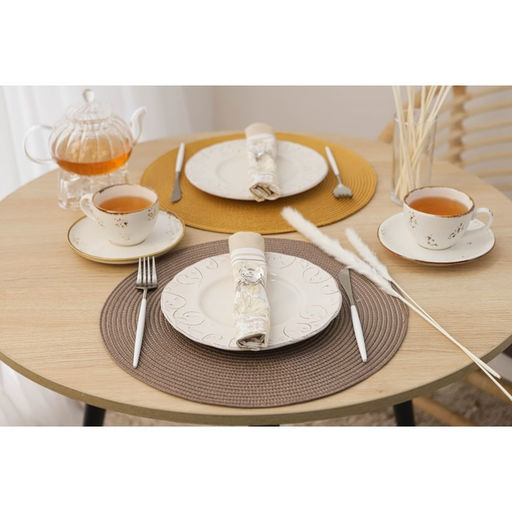 Набор салфеток сервировочных на стол Доляна Лофт, 4 шт, d=38 см, цвет кофейный  фото 9
