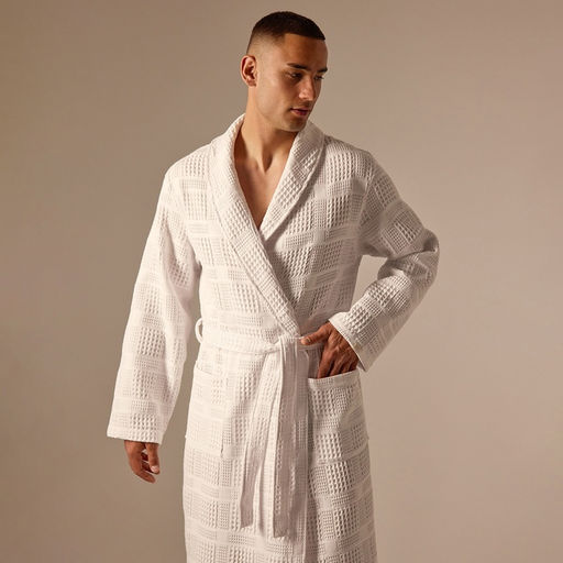 Халат вафельный мужской SL HOME: Chess «Блан де Блан», размер XL, хлопок 100%, белый