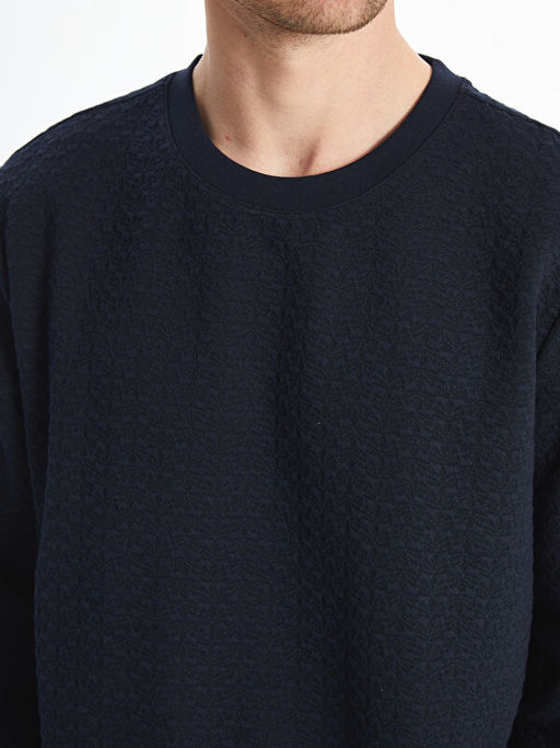 Bisiklet Yaka Uzun Kollu Erkek Sweatshirt
