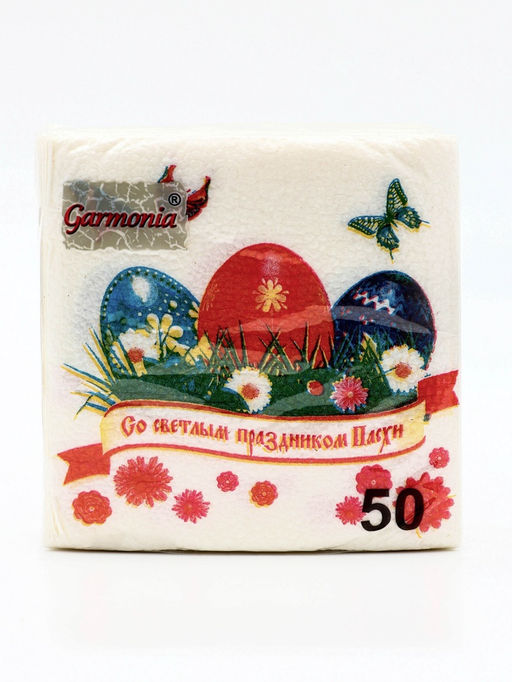 Цена за 4 шт. Салфетки бумажные Светлый праздник, 1 слой, 24?24 см, 50 шт.