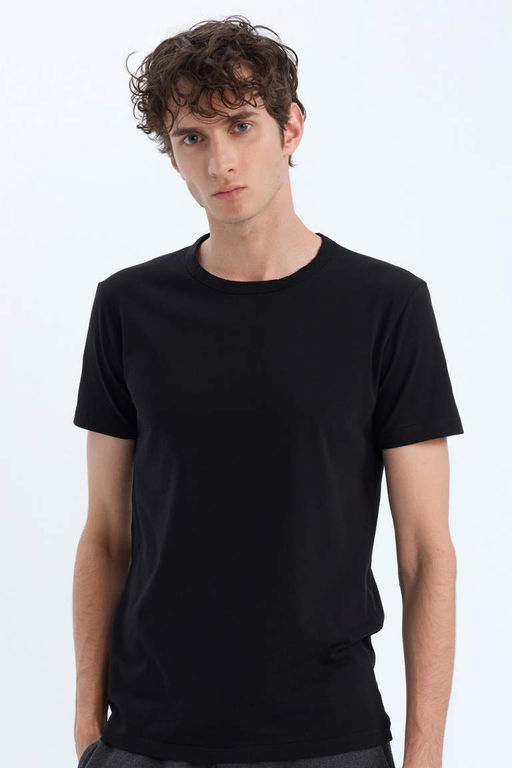 Slim Fit Dar Kesim Bisiklet Yaka K?sa Kollu Ust - Defacto фото 2