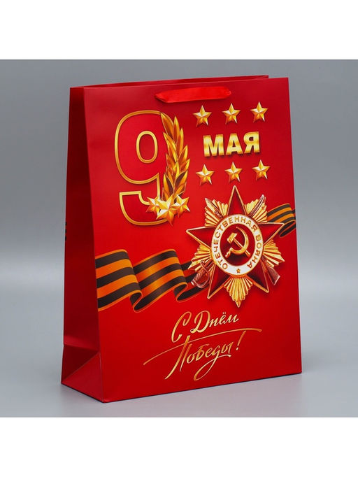 Цена за 2 шт. Пакет подарочный ламинированный, упаковка, С победой, 9 мая, L 31?40?11 см - Дарите счастье фото 2