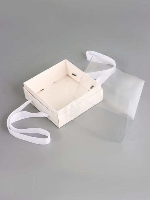 Коробка под бенто-торт, с прозрачной крышкой, белый, 14×14×8 см