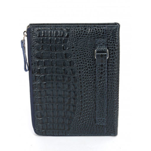Папка натуральная кожа Croco-1304, 2отд, 2 отд, 8внут карм, синий КЛ (98) 263595