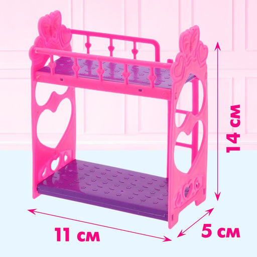 Цена за 2 шт. Аксессуары для кукол: кроватка двухъярусная Малышка - Simaland фото 2