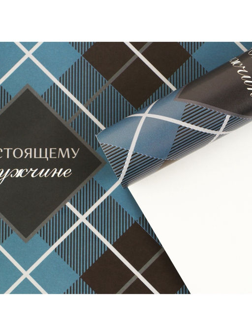 Цена за 10 шт. Бумага упаковочная глянцевая Настоящему мужчине, 60?90 см