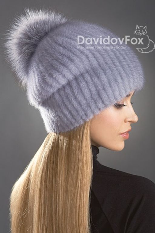 Шапка Буратино норка сапфир