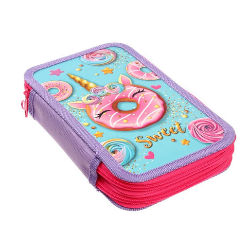Пенал школьный, 2 секции, 12.5×20.5×4 см «Пончик»