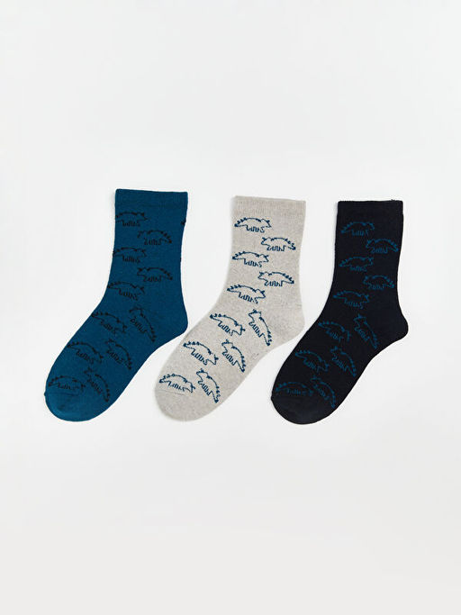 Desenli Erkek ?ocuk Patik ?orap 3l?