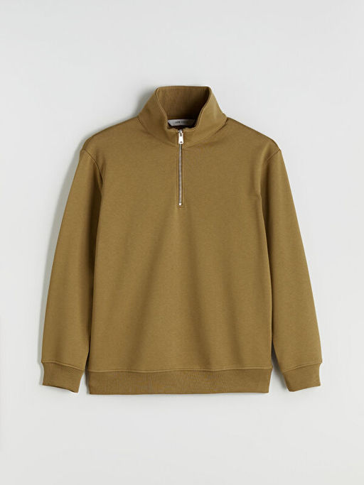 Fermuarl? Dik Yaka Erkek Kal?n Sweatshirt