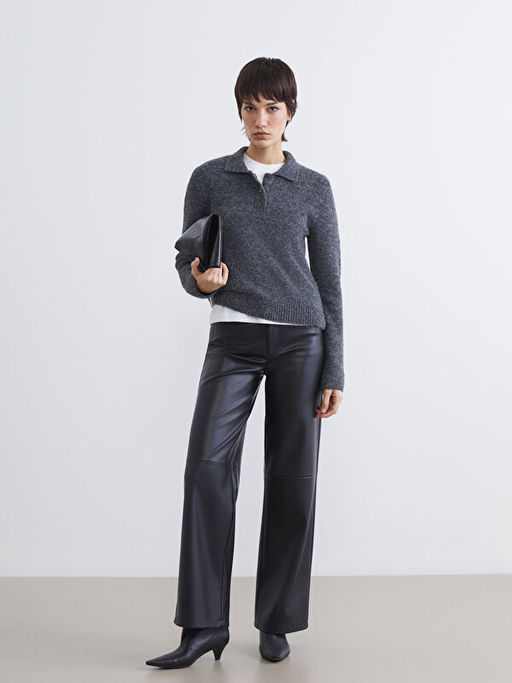 Polo Yaka Kad?n Triko Kazak