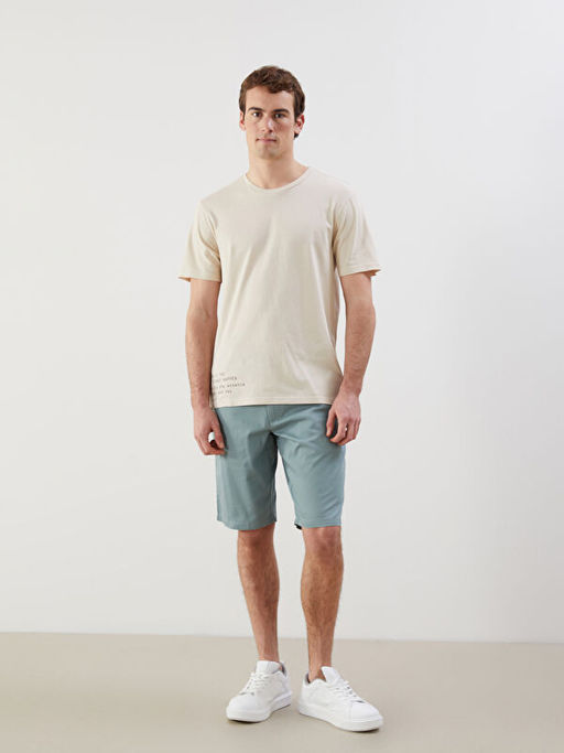 Bisiklet Yaka Bask?l? Penye Erkek Ti??rt