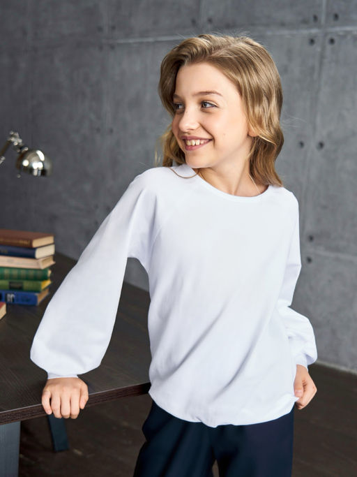Белый лонгслив для девочки - Kogankids фото 9