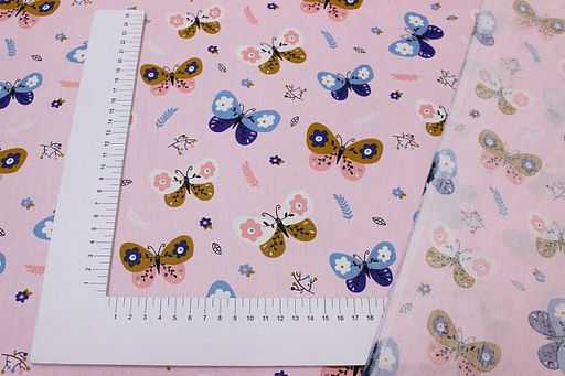 Сатин Яркие бабочки цв.бл.розовый, ш.1.60м, хлопок-100%, 110гр/м.кв - Купава фото 3