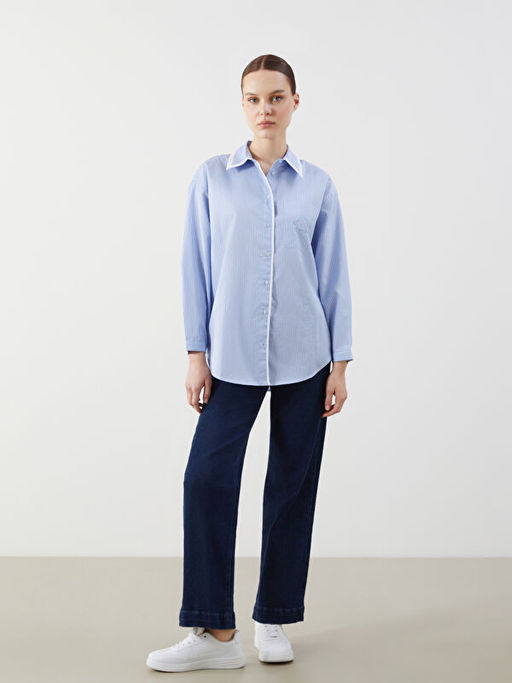 ?izgili Oversize Poplin Kad?n G?mlek Tunik
